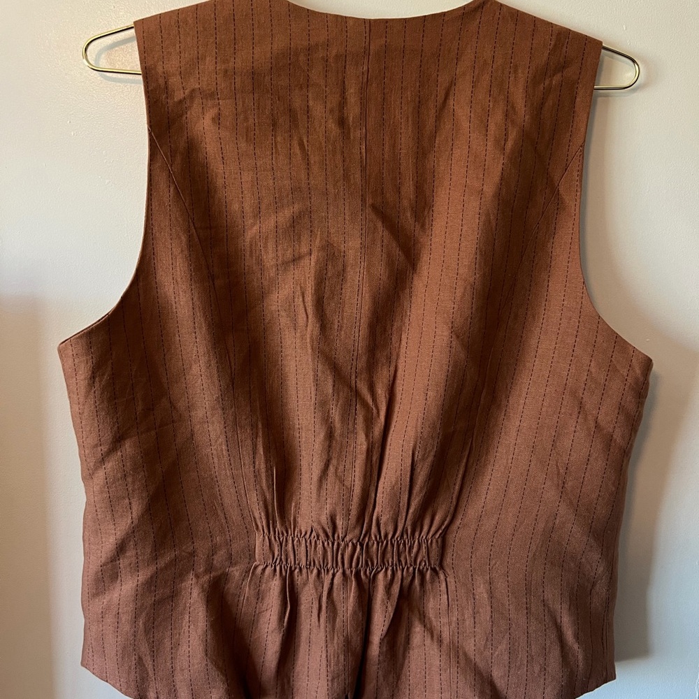 Steve Madden Rust-Brown Pinstripe Vest - Picture 3 of 3